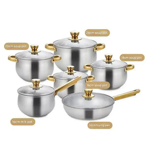 12 Piece Stainless Steel Cookware Pots Soup Pans Set - Cookware set
