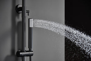 Matte Black Single Handle Shower Set Modern Design, view 5