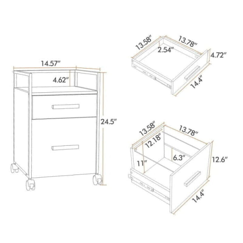 2-Drawer File Cabinet - Drawer Rolling