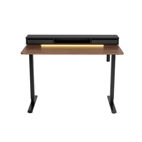 Electric Standing Desk with Double Drawer and Glass Top