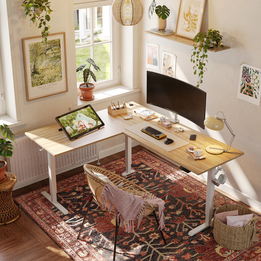 Triple Motor L-shaped Standing Desk