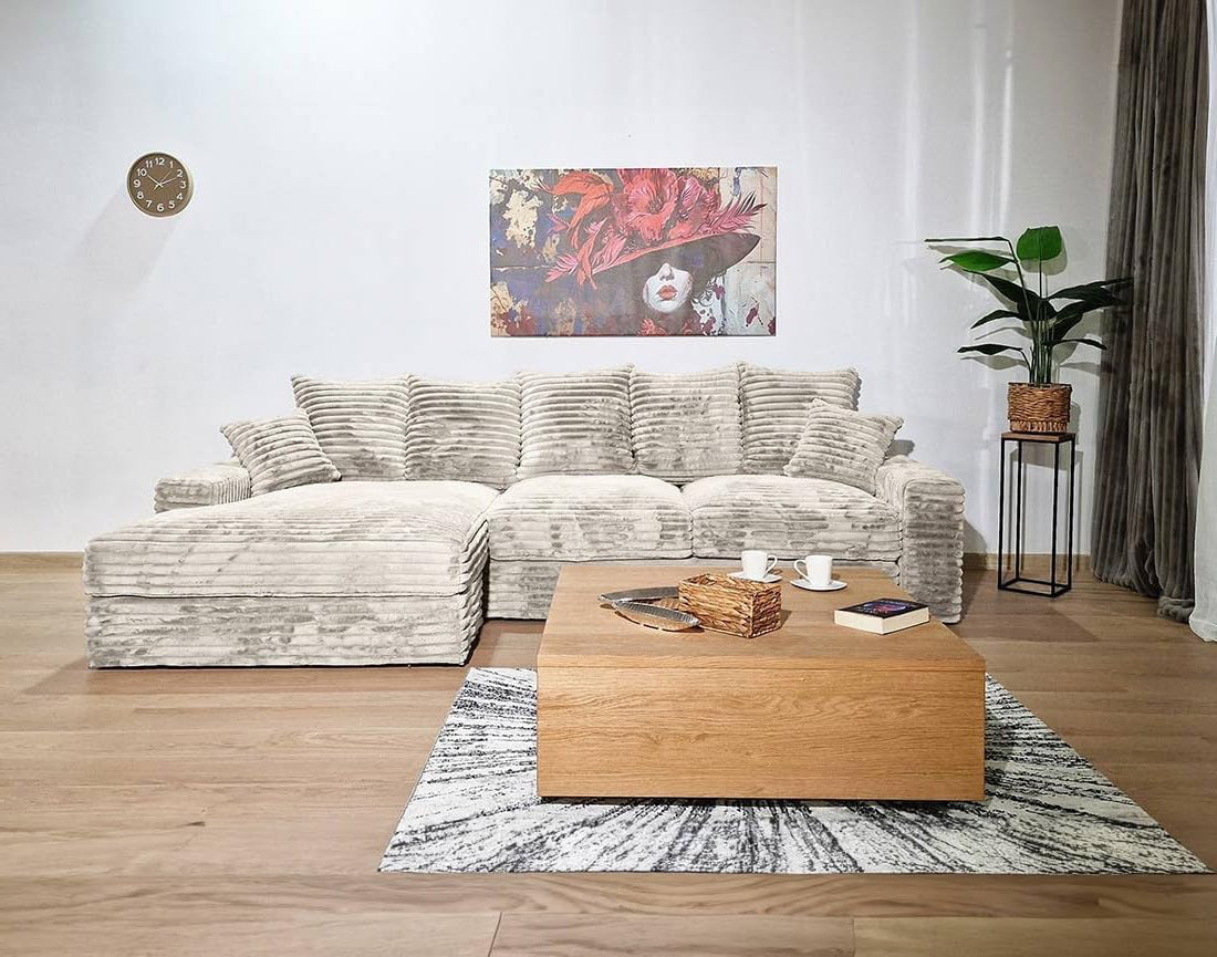 Modern Minimalist Corduroy Cloud Wide Seat Compressed Sofa