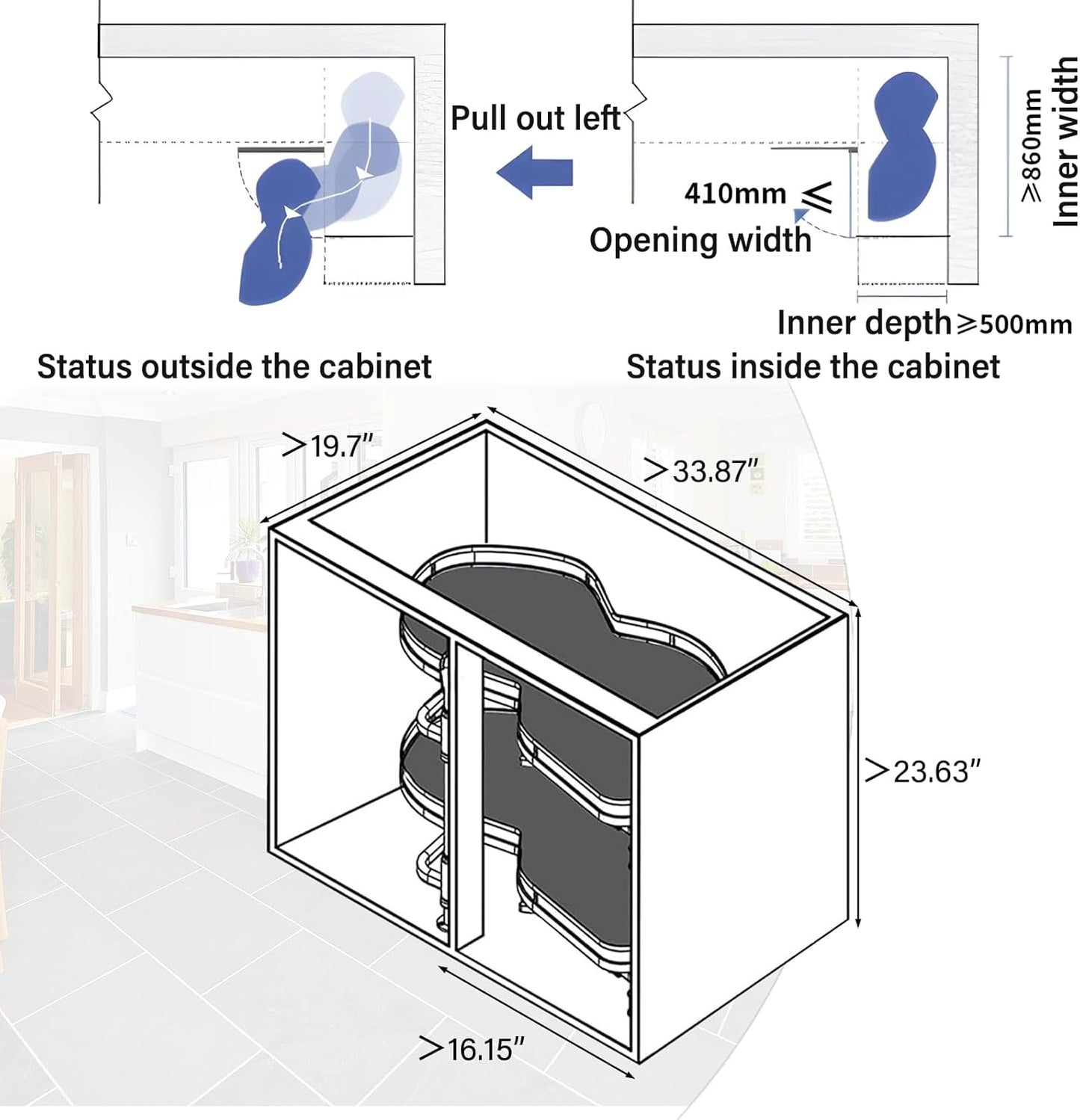 2 Tier Corner Pull Out Tray Storage Organize Cabinet - Kitchen Essentials