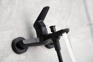 Matte Black Shower Faucet Set Modern Bathroom, view 3