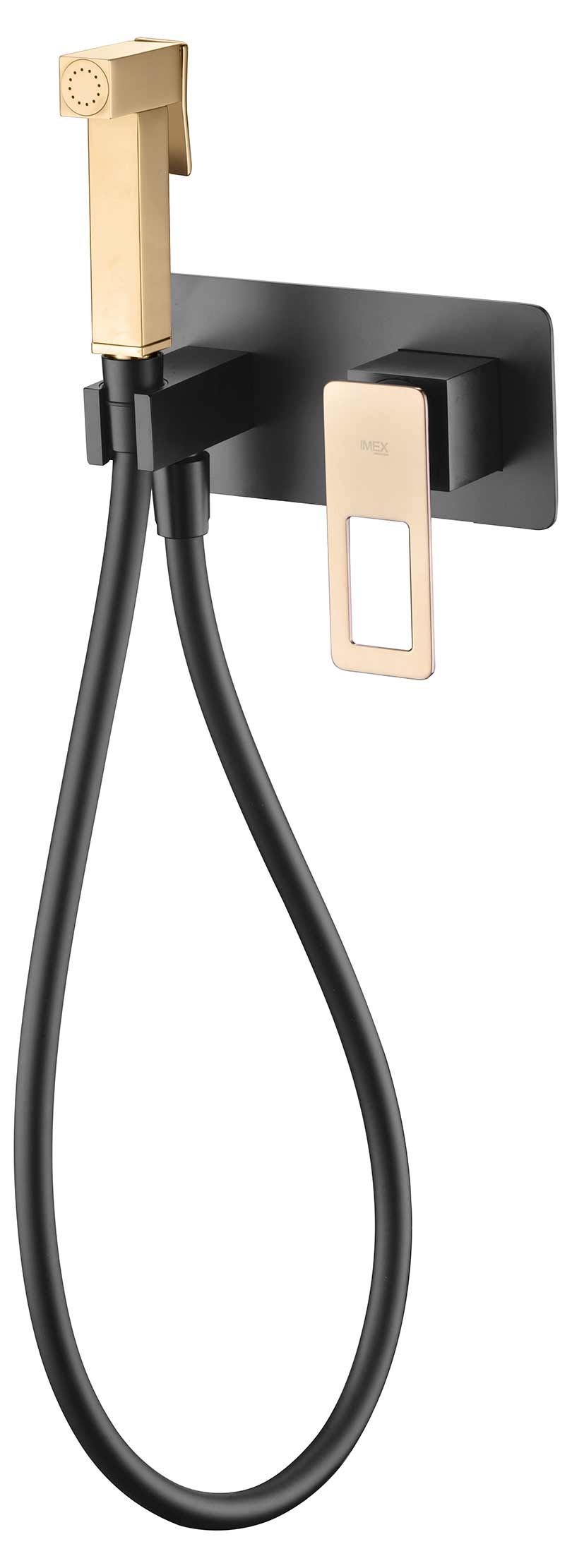 Matte Black and Gold Bidet Mixer Faucet Built-in, view 2