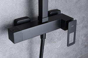 Matte Black Single Handle Shower Set Modern Design, detail view