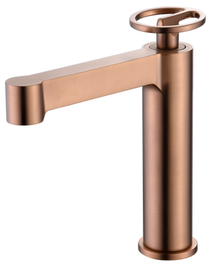 Brushed Rose Gold Basin Faucet Single Lever Modern, view 2