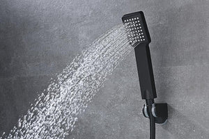 Matte Black Fiji Shower Faucet Modern Bathroom Set, detail view