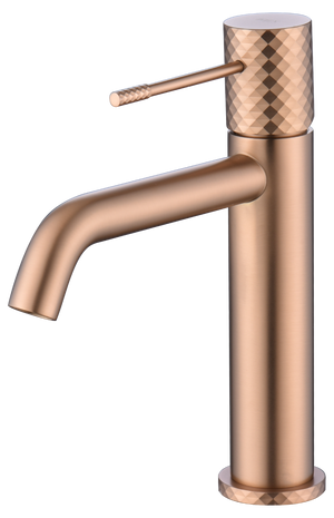 Genova Brushed Rose Gold Basin Faucet Single Lever, view 2