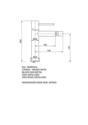 Monza Brushed Rose Gold Bidet Mixer Faucet, view 3