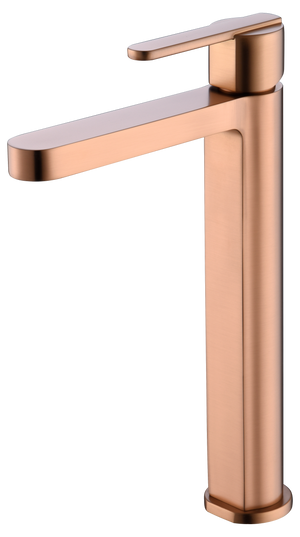 Roma Tall Sink Mixer Brushed Rose Gold Faucet, view 2