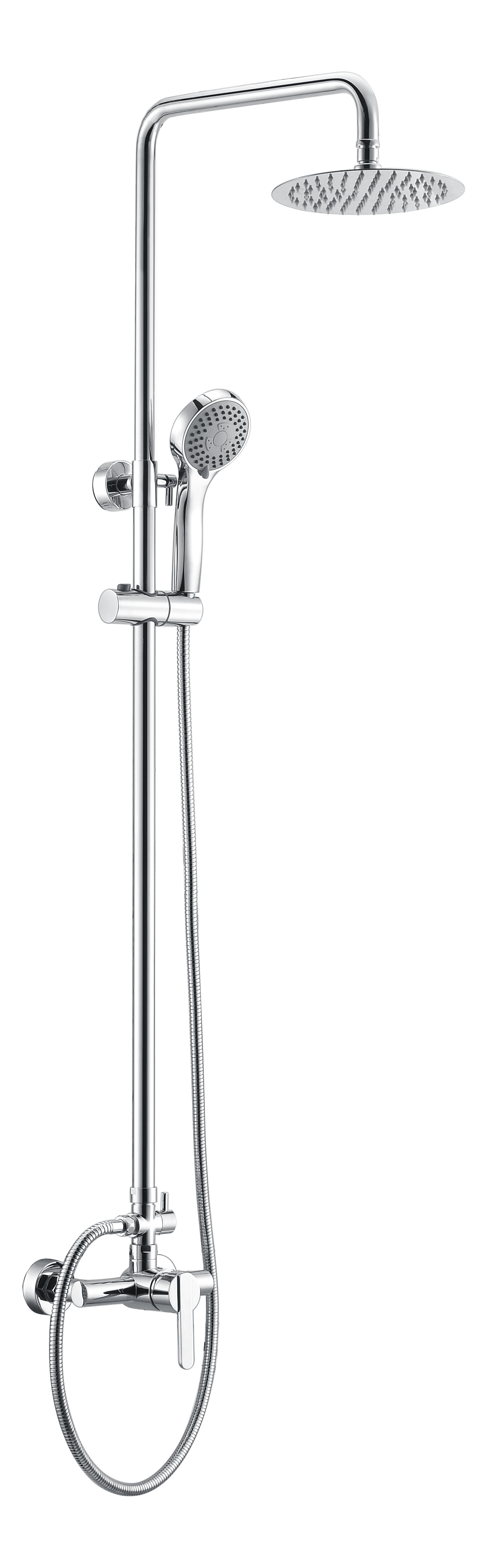Chrome Single Handle Shower Set Modern Minimalist Design, view 2