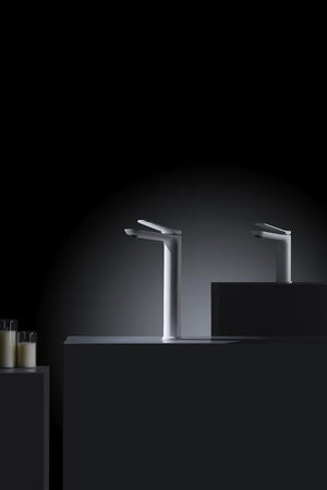 Denmark Matte White Basin Mixer Faucet, detail view