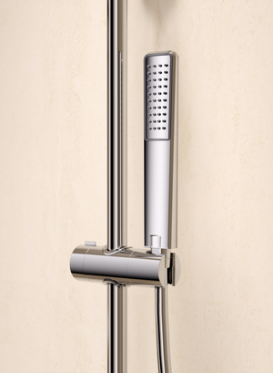 Toscana Black Gun Metal Single Lever Bath and Shower Set, in a bathroom setting