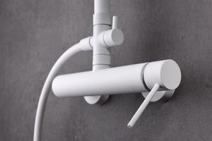 Milos Matte White Single Handle Shower Set, detail view