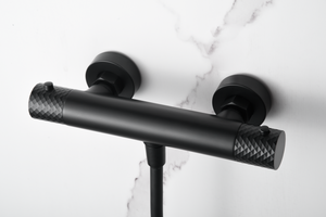 Matte Black Thermostatic Shower Kit Genova Series, mixer detail