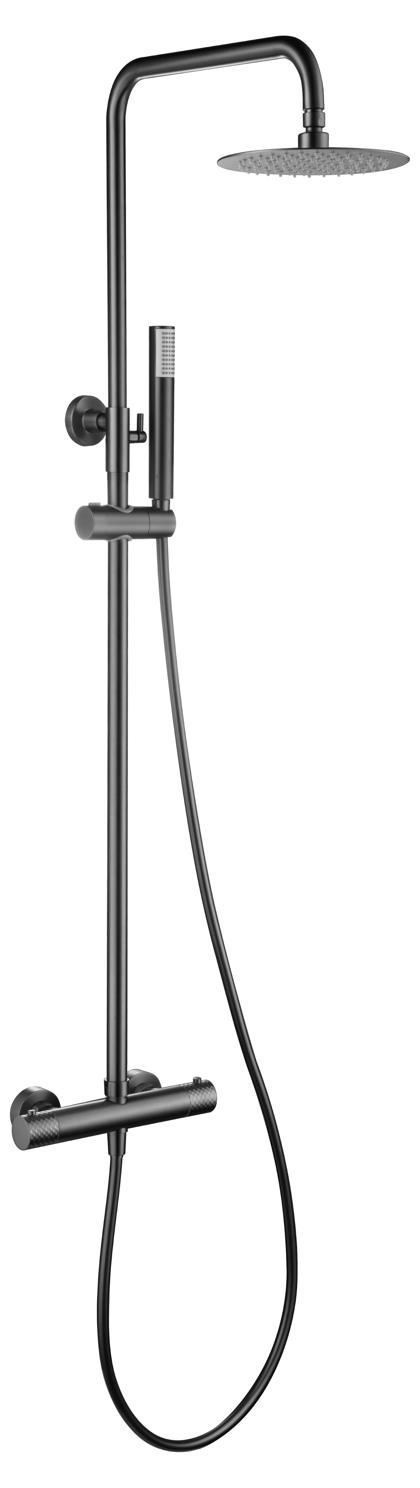 Thermostatic Shower Set Genoa Black Gun Metal | IMEX