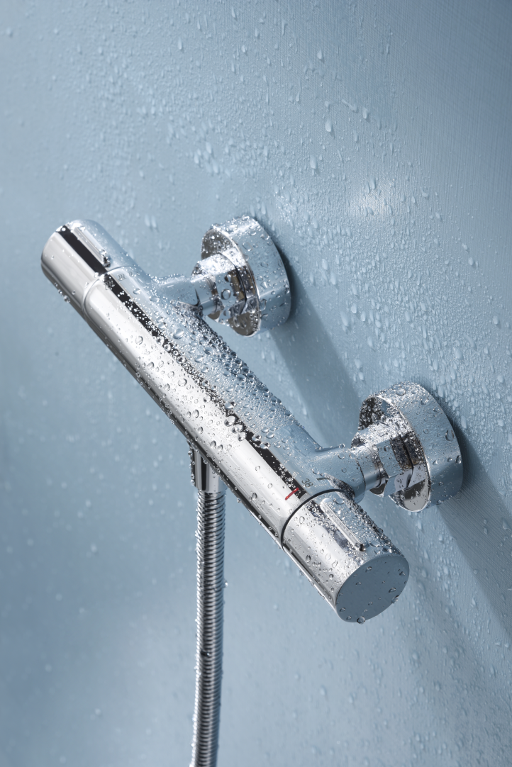 Chrome Thermostatic Shower Set Modern Design, mixer detail
