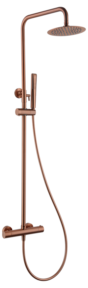 Brushed Rose Gold Thermostatic Shower Set, view 2