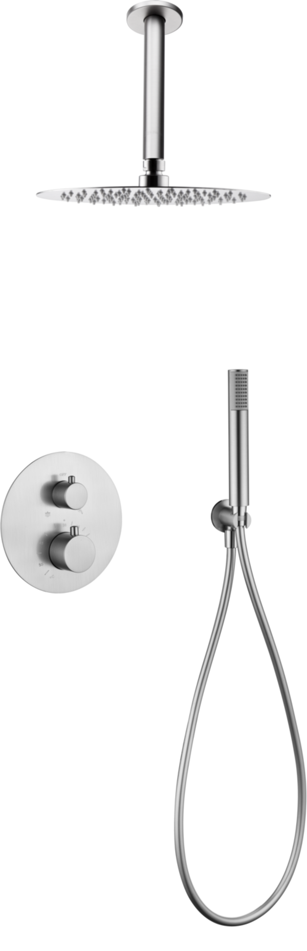 Conjunto Ducha Termostatico Empotrado Tívoli Níquel Cepillado