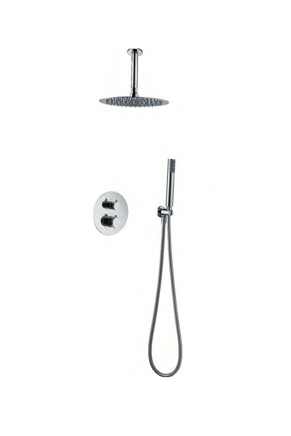 Chrome Thermostatic Built-In Shower Set Modern Design, view 2