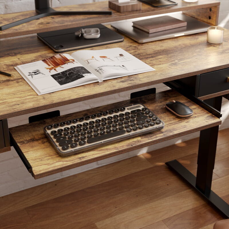 Brooklyn LED Electric Standing Desk with Drawers and Keyboard