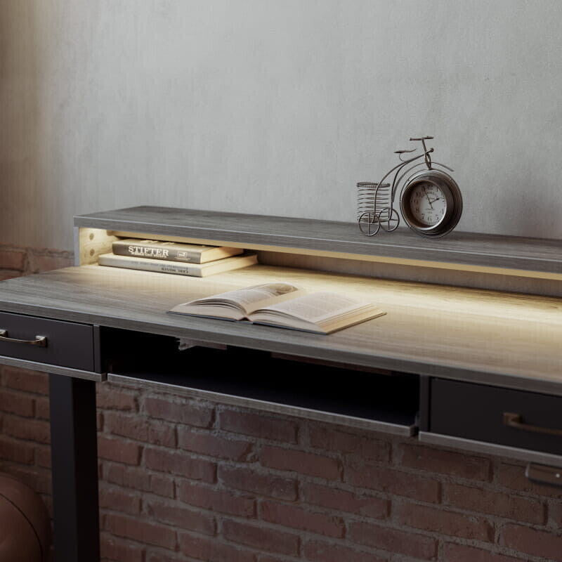 Brooklyn LED Electric Standing Desk with Drawers and Keyboard