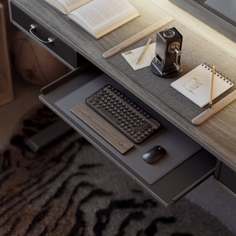 Brooklyn LED Electric Standing Desk with Drawers and Keyboard