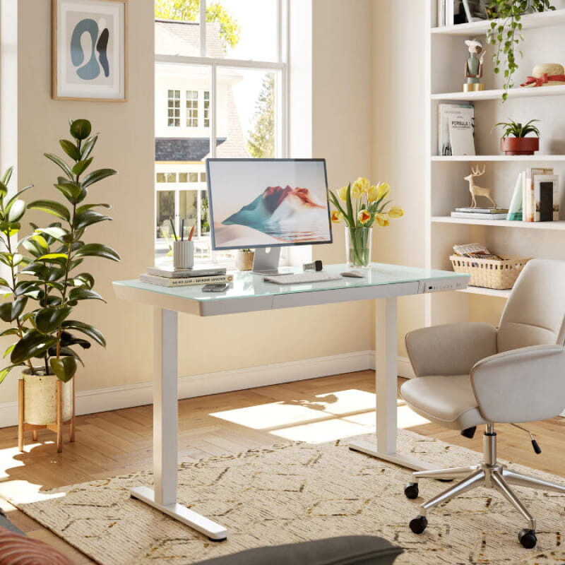 Elitras Tempered Writable Glass Standing Desk