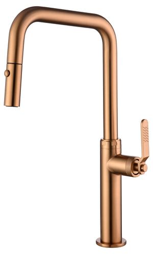 Brushed Rose Gold Kitchen Faucet Modern Design, view 2