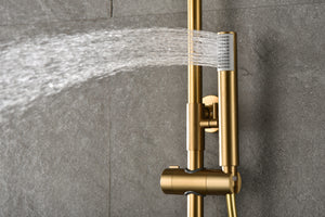 Monza Brushed Gold Thermostatic Shower Set, view 5