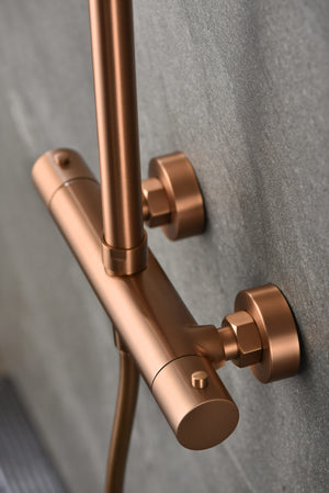Brushed Rose Gold Thermostatic Shower Set, view 4