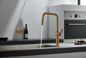 Brushed Gold Kitchen Faucet Modern Contemporary Design, view 3
