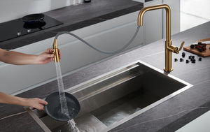 Brushed Gold Kitchen Faucet Modern Contemporary Design, view 4