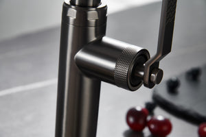 Niza Black Gun Metal Kitchen Faucet Modern Design, view 4