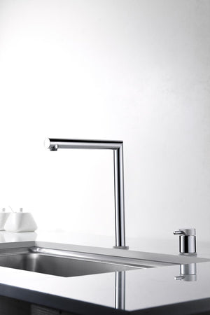 Itaca Chrome Kitchen Faucet Modern Design, in a bathroom setting
