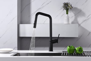 Matte Black Kitchen Faucet Modern Minimalist Design, view 5