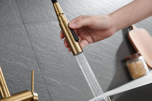 Berna Brushed Gold Kitchen Faucet Modern Design, view 5