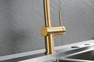 Berna Brushed Gold Kitchen Faucet Modern Design, view 3