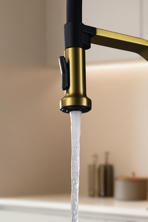 Veneto Brushed Gold Kitchen Mixer Tap, view 4
