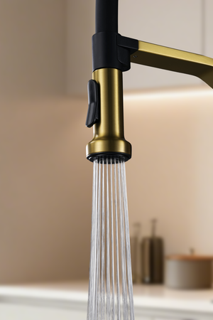 Veneto Brushed Gold Kitchen Mixer Tap, view 3