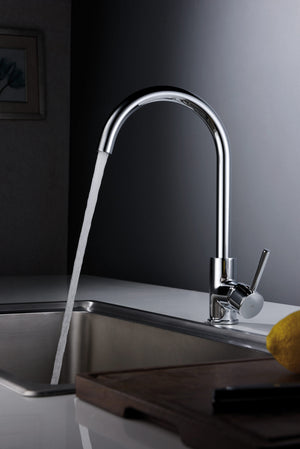 Lyon Chrome Kitchen Faucet Modern Design, in a bathroom setting