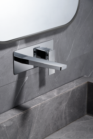 Pisa Chrome Single Lever Basin Faucet Built-In, in a bathroom setting