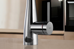 Chrome Split Kitchen Faucet Modern Design, handle detail