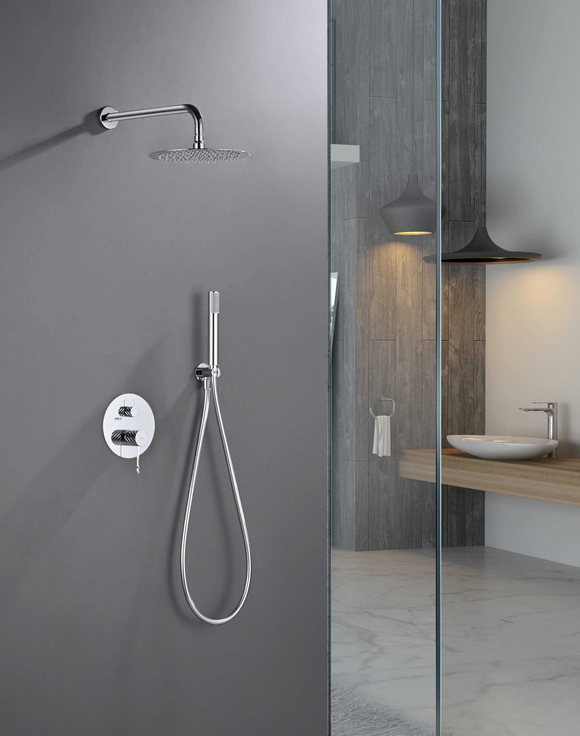 Bless Chrome Concealed Single Lever Shower Set, view 2