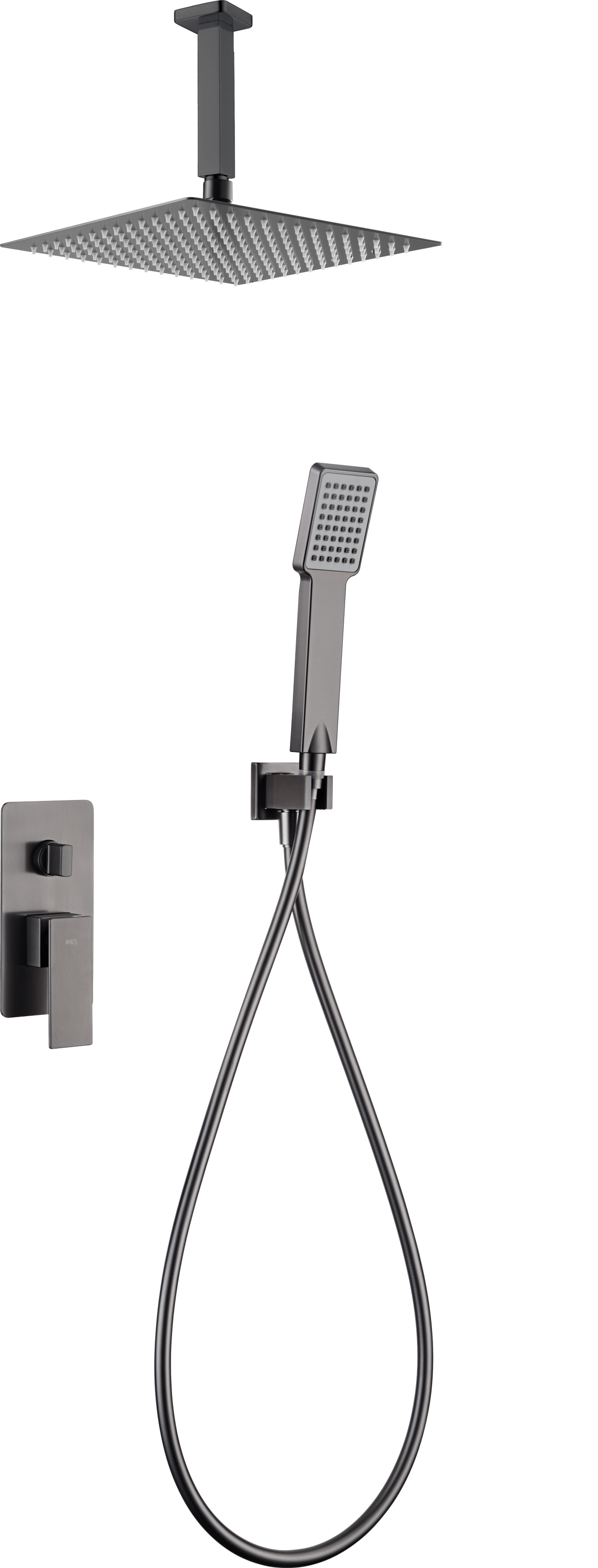 Set Shower Single-Handle Concealed Catania Black Gun | IMEX