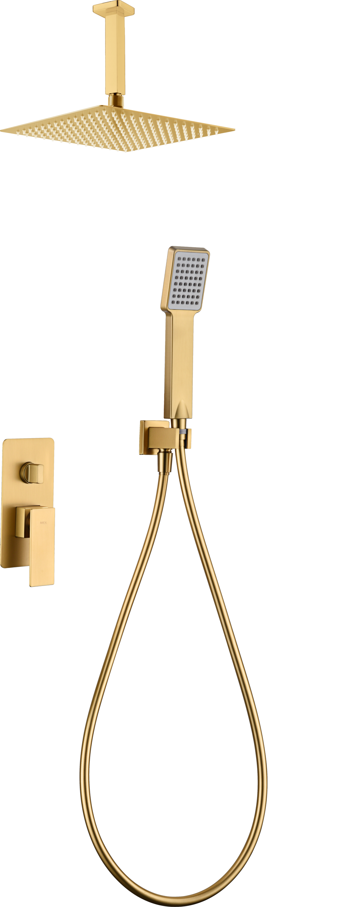Brushed Gold Built-in Shower Mixer Set Modern Single Lever, view 2