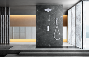 Matte White Built-in Single-Lever Shower Set, in a bathroom setting