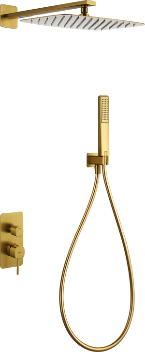 Firenze Brushed Gold Concealed Single Lever Shower Set, main product view