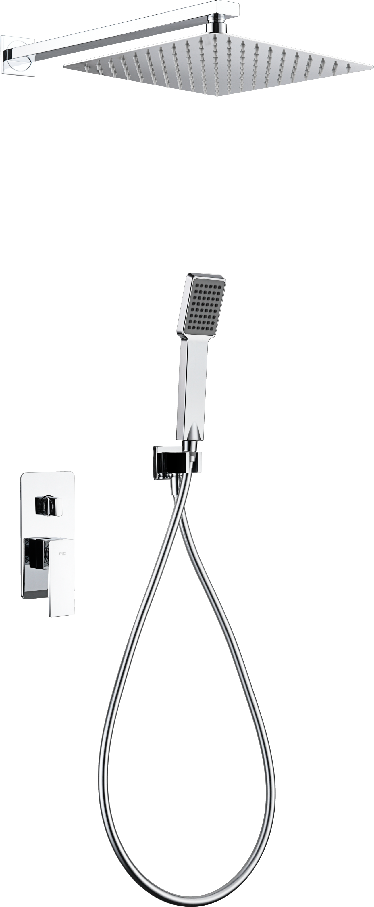 Chrome Recessed Single-Lever Shower Set Modern Design, view 2